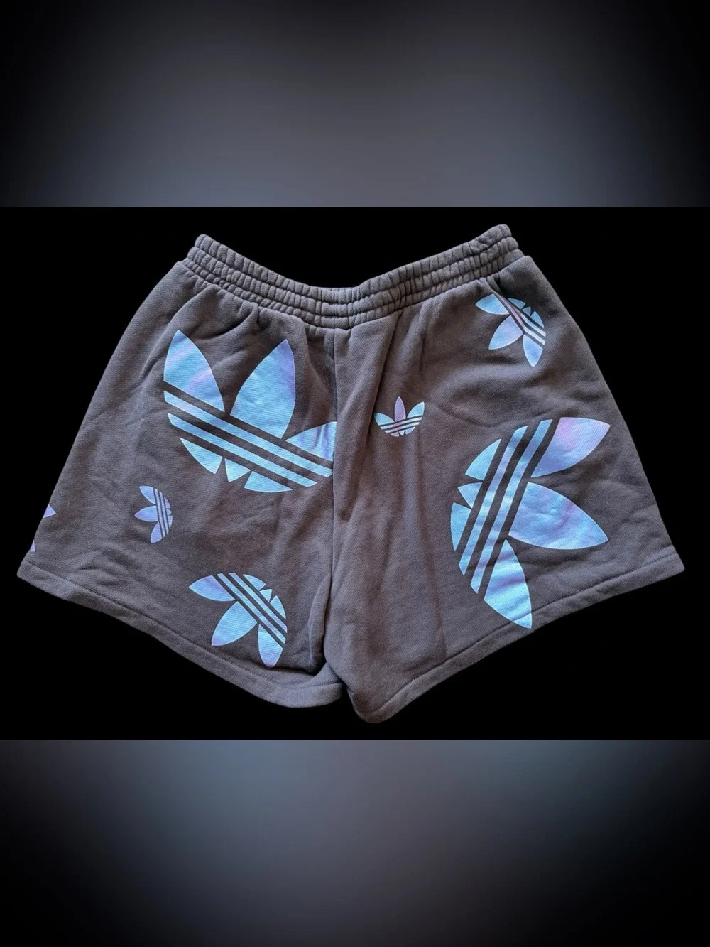 Adidas Originals Big Trefoil Shorts Mens M Gray Blue Iridescent Sweat Shorts